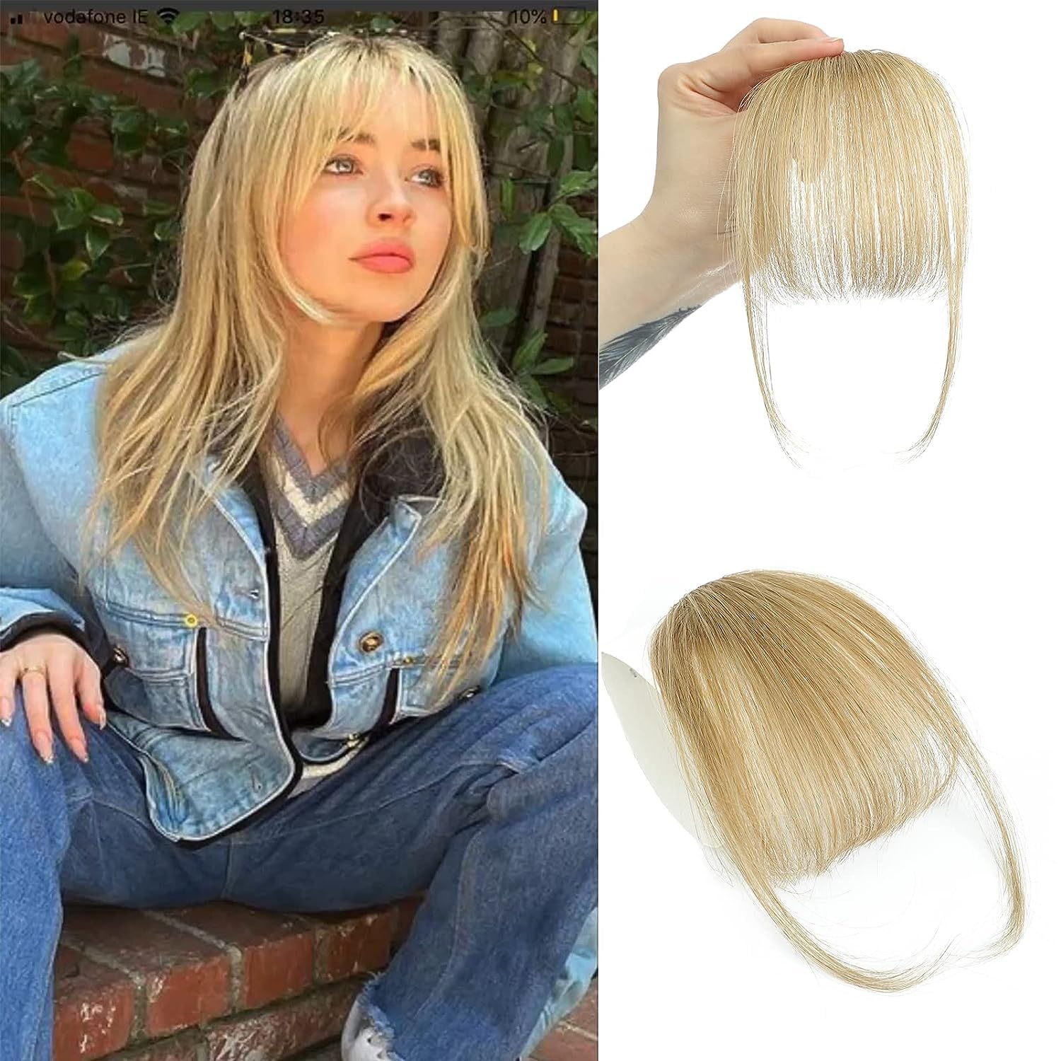 Seamless Clip In Hair Extensions Human Hair - 100% Menselijk Haar Piekerige Pony Clip
