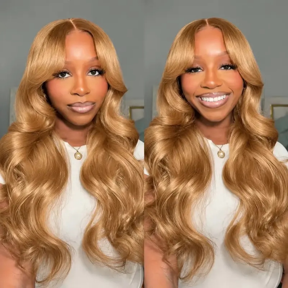 Lace Front Wigs - Honingblonde pruik, body wave, 13x6 HD