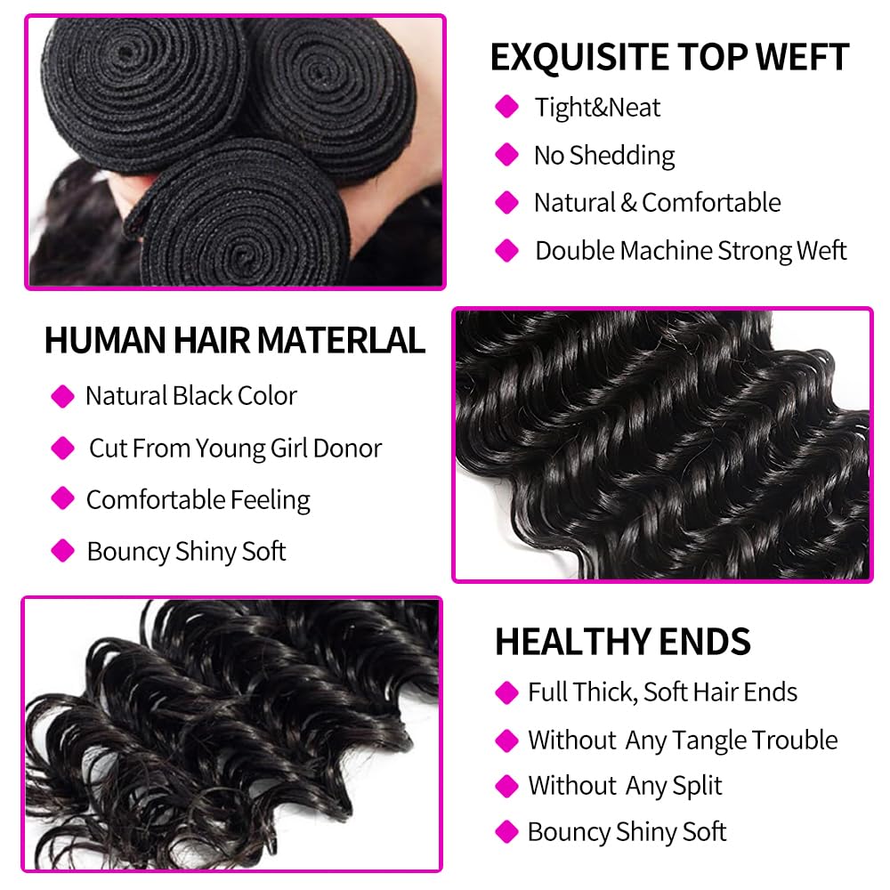 100% Braziliaans maagdelijk me - Deep Wave 3 Bundles With Closure recensie en prijs