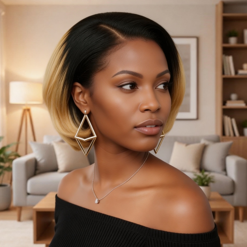 8 inch korte bob 13x4 kantfron - Glueless Wear And Go Human Hair Wig recensie en prijs