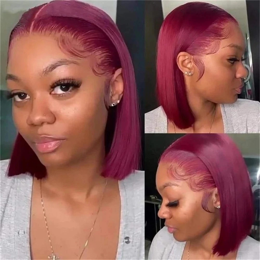 Kleur 99J, bordeauxrode korte  - Pre Parted 13X4 Lace Front Bob Wig recensie en prijs